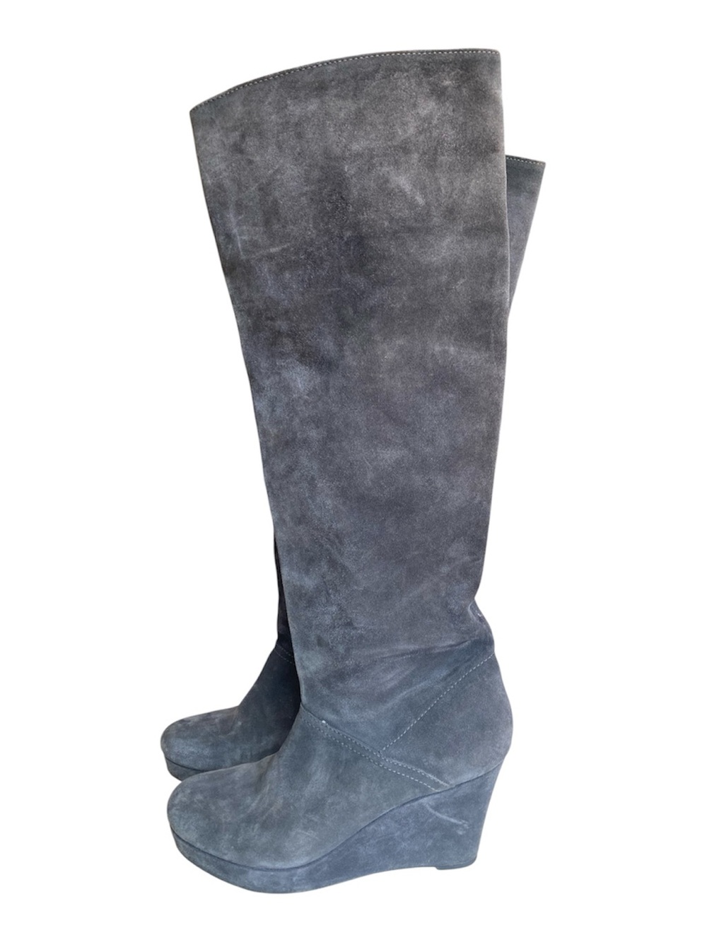 DVF Tall  Knee High Suede Wedge Boots, Gray, Marvel, size 9